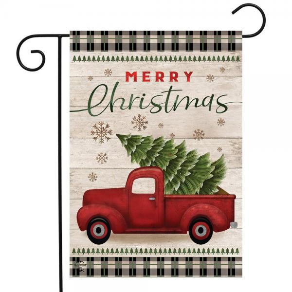 Merry Christmas Pickup Truck Holiday Garden Flag