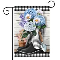 Checkered Garden Boots Garden Flag-BLG01765