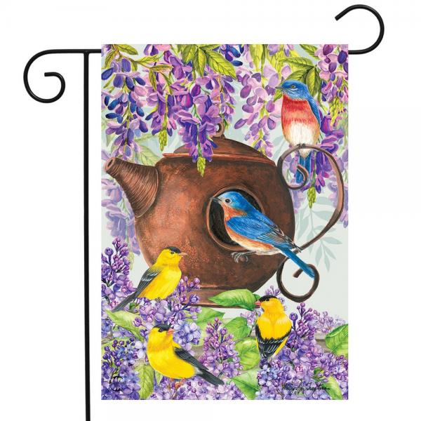 Teapot Birdhouse Garden Flag