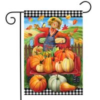 Pumpkin Pickup Scarecrow Garden Flag-BLG01860