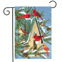 Snowfall Birdhouse Garden Flag-BLG01879