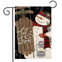 Snowman And Sled Garden Flag-BLG01881