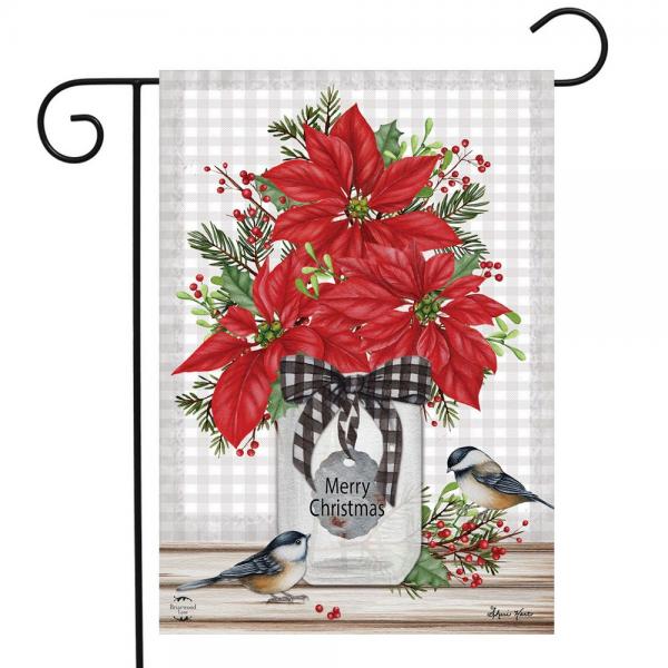 Poinsettia Jar Garden Flag