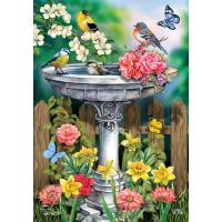 Birdbath in Bloom Garden Flag-BLG02223