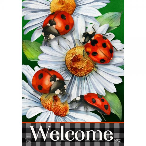 Ladybugs on Daisies Garden Flag