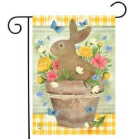 Flowerpot Bunny Garden Flag-BLG02781