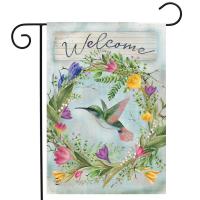 Hummingbird Wreath Garden Flag-BLG02782