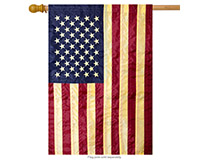 Tea Stained Embroidered American Flag House Flag-BLH00019