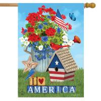 I Love America House Flag-BLH01512