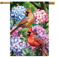 Perched Cardinals House Flag-BLH02496