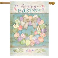 Pastel Easter Wreath House Flag-BLH02727