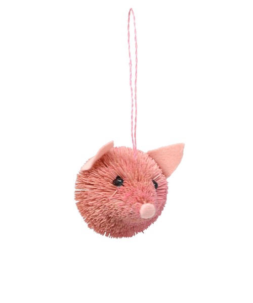 Pink Pig Bauble Brushart Ornament