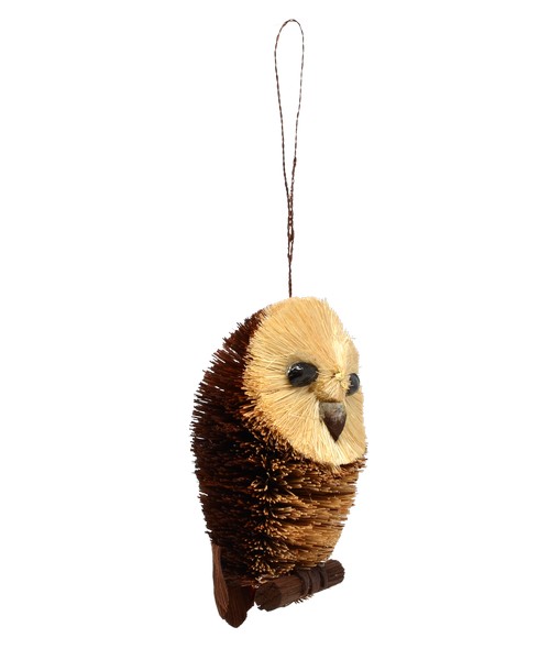 Owl Spotted with Branch Brushart Ornament