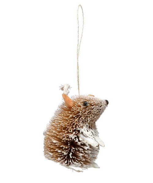 Sitting Frosted Mouse Brushart Ornament
