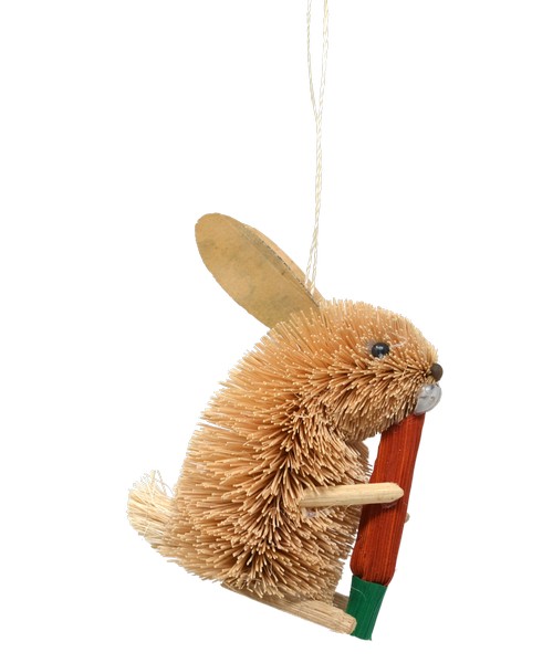 Rabbit with Carrot Brushart Ornament