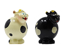 Set of 2 Round Head Cow Marble Figurines-MARBLE0204