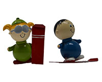 Set of 2 Snowboarder Marble Figurines-MARBLE0320