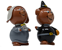 Set of 2 Bear Pilgrim Marble Figurines-MARBLE0342