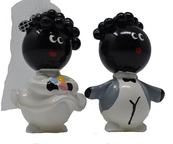 Black Bride and Groom Marble Figurines Set