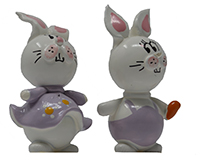 Rabbit Couple Marble Figurines Set-MARBLE0403