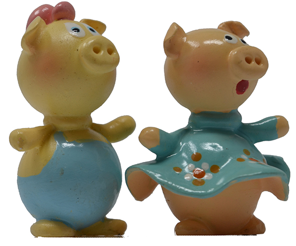 Pig Couple Marble Figurines Set