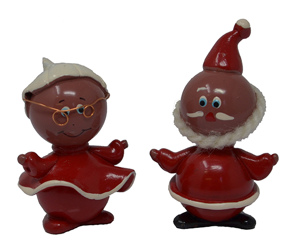 Black Santa Couple Marble Figurines Set