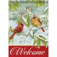 Cardinals In Snow Garden Flag-CHA50151