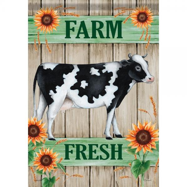 Farm Fresh Cow Garden Flag
