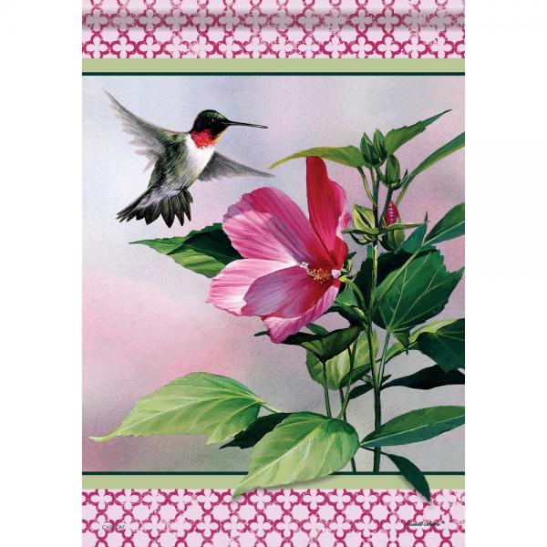 Hibiscus Hummingbird House Flag