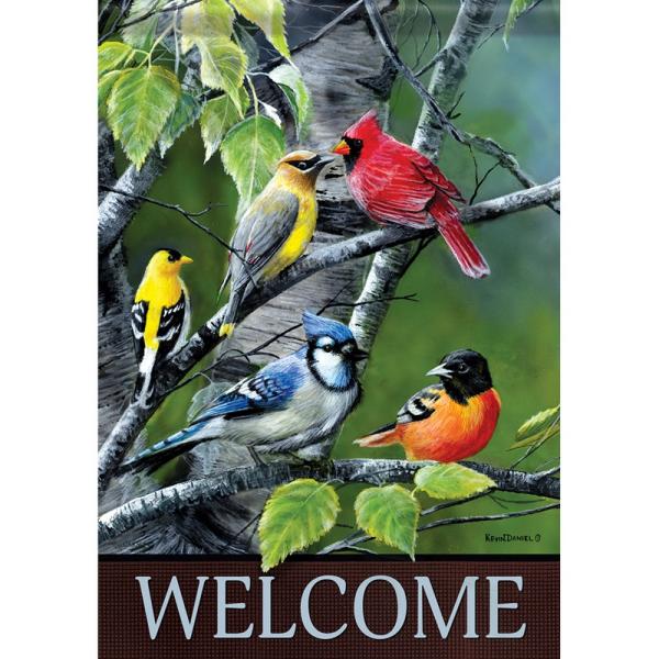 Songbirds on Birch Branches Garden Flag Songbirds on Birch Branches Garden Flag