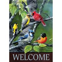Songbirds on Birch Branches Garden Flag-CHA53330