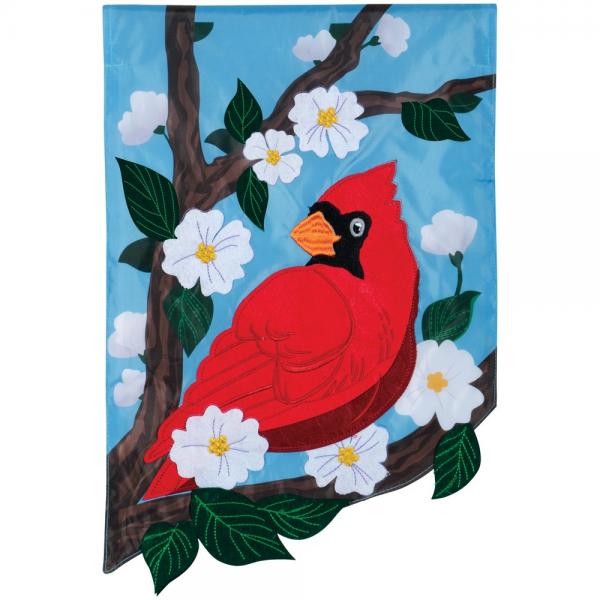 Cardinal and Blooms Garden Flag