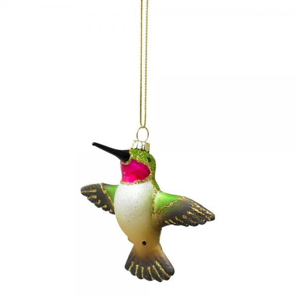 Male Ruby Throated Hummingbird Flying Ornament