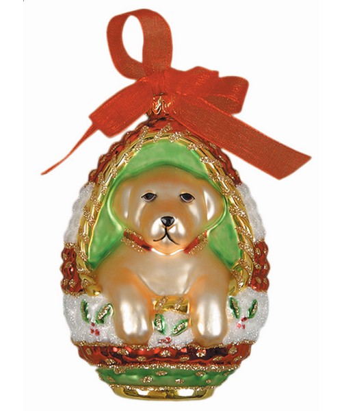 Playful Puppy Yellow Lab Ornament