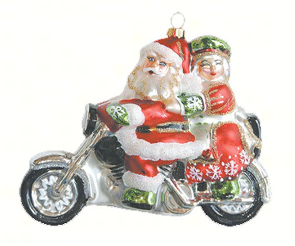 Motorcycle Santa Ornament