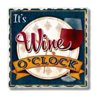 Its Wine O Clock Single Tumbled Tile Coaster-CART0201369