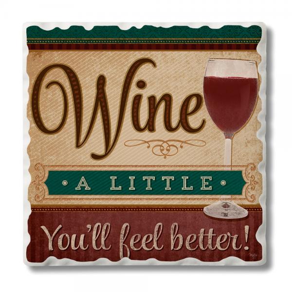 Wine A Little Single Tumbled Tile Coaster