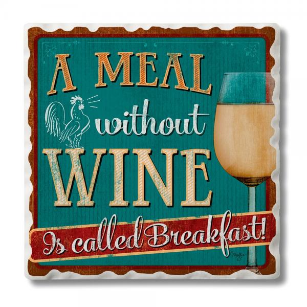 Meal Without Wine Single Tumbled Tile Coaster