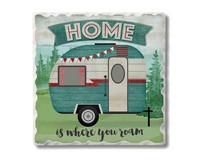 Home is Where You Roam Single Tumbled Tile Coaster-CART0201584