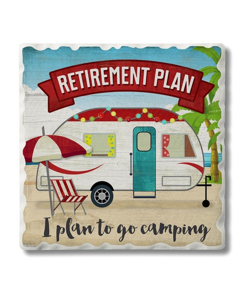 Retirement Plan Single Tumbled Tile Coaster