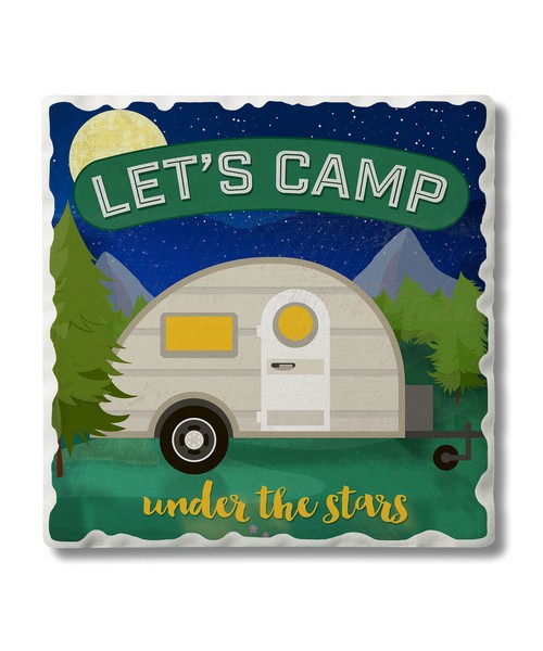 Camp Under Stars Single Tumbled Tile Coaster