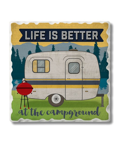 Life is Better Single Tumbled Tile Coaster