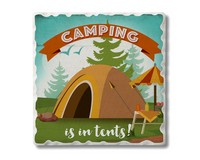 Camping Is In Tents Single Tumbled Tile Coaster-CART0201590