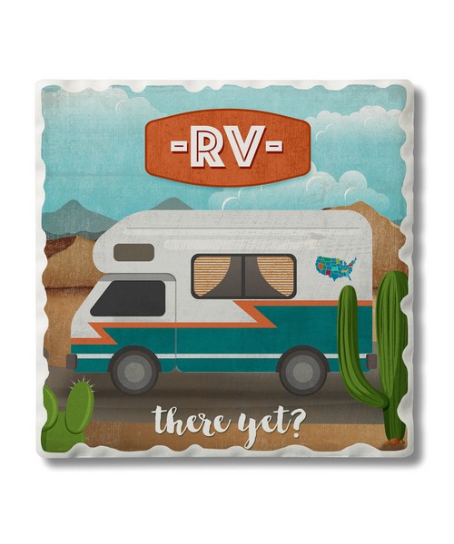 RV There Yet Single Tumbled Tile Coaster
