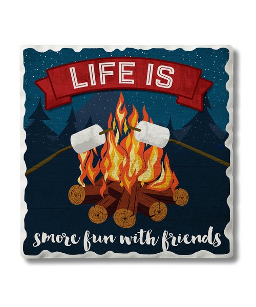 Life is Smore Fun Single Tumbled Tile Coaster