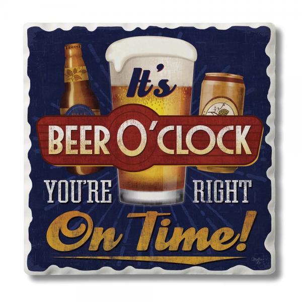 Beer O'Clock Single Tumbled Tile Coaster