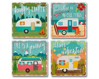 Happy Campers 4-Pack Assorted Coasters-CART0501065