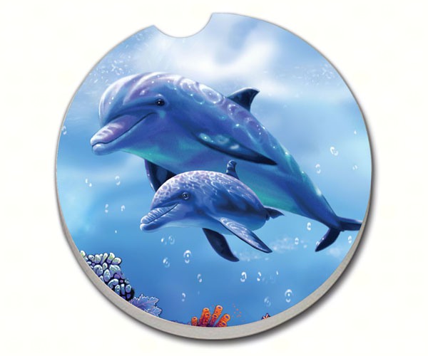 Dolphin with Baby Car Coaster