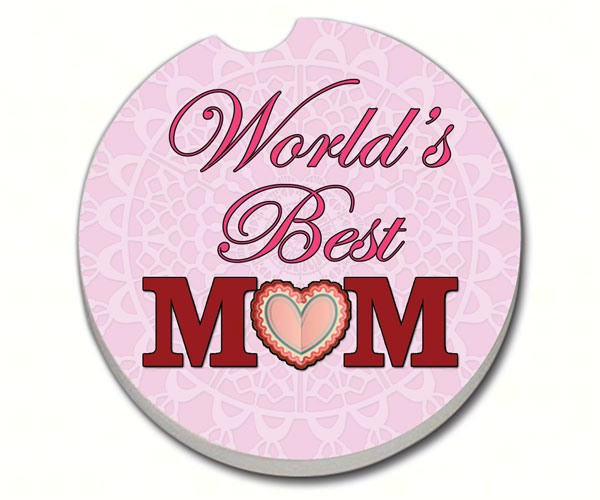 World's Best Mom Pink Car Coaster