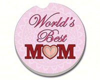 World's Best Mom Pink Car Coaster-CART08760